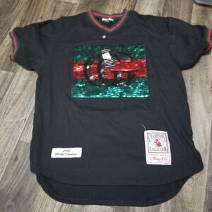 Vtg Y2K Bare Fox Fashion T-Shirt XL Designer Green/Red Sequin